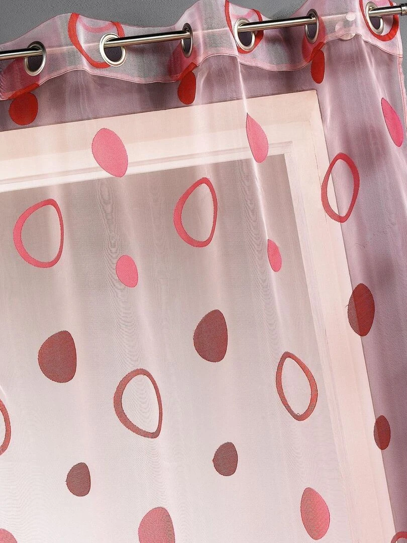 Voilage organza jacquard aux motifs cercles Rouge brique