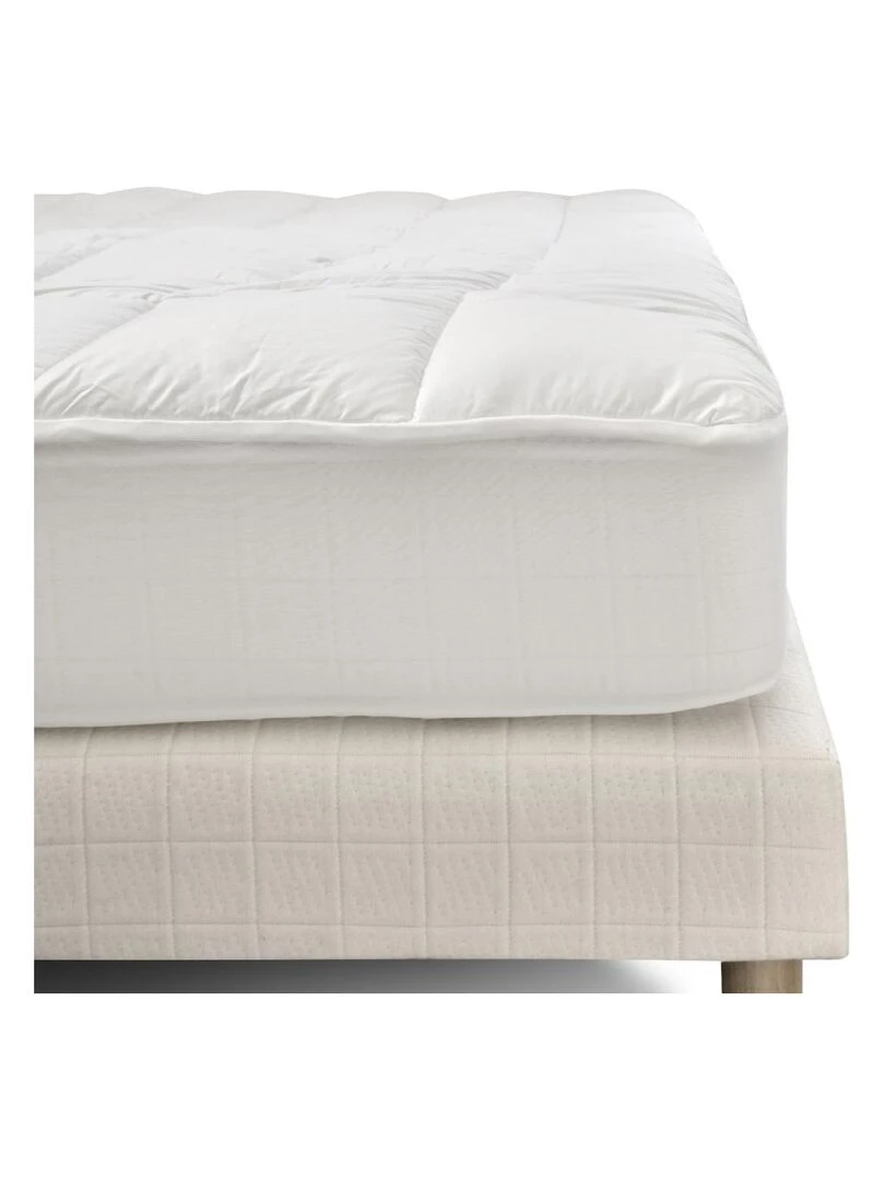Bleu Câlin   Surmatelas sensation duvet moelleux   Blanc