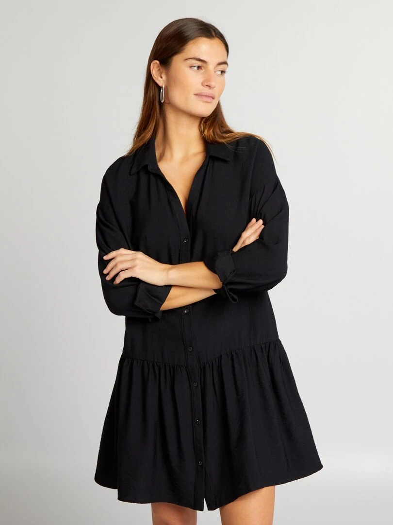 Robe chemisier volantée noir