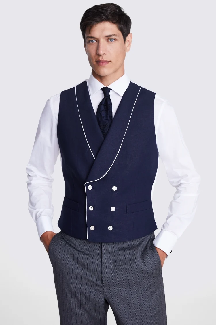 Tailored Fit Grey Sharkskin Morning Waistcoat   Buy Online at Moss