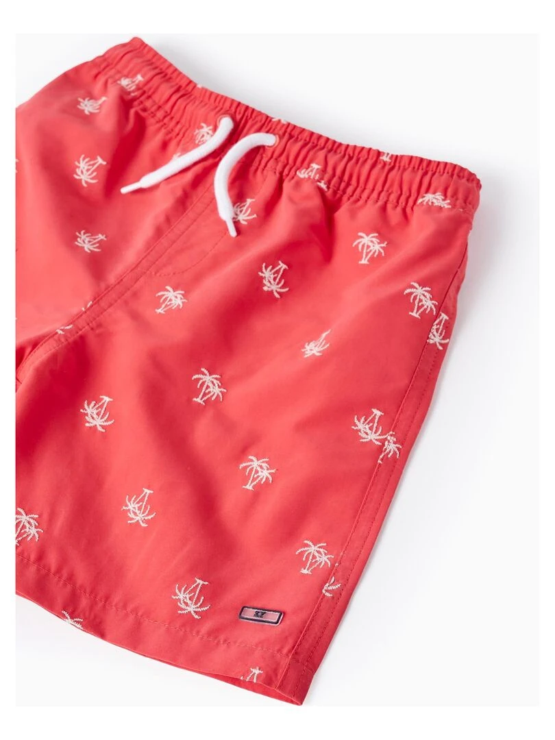 Short De Bain Avec Broderies Pour Garçon   Rouge