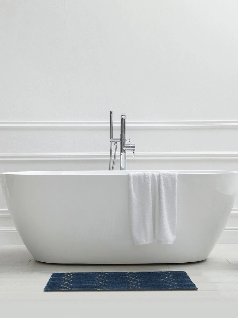 Guy Levasseur Tapis de bain en coton fantaisie bleu Bleu