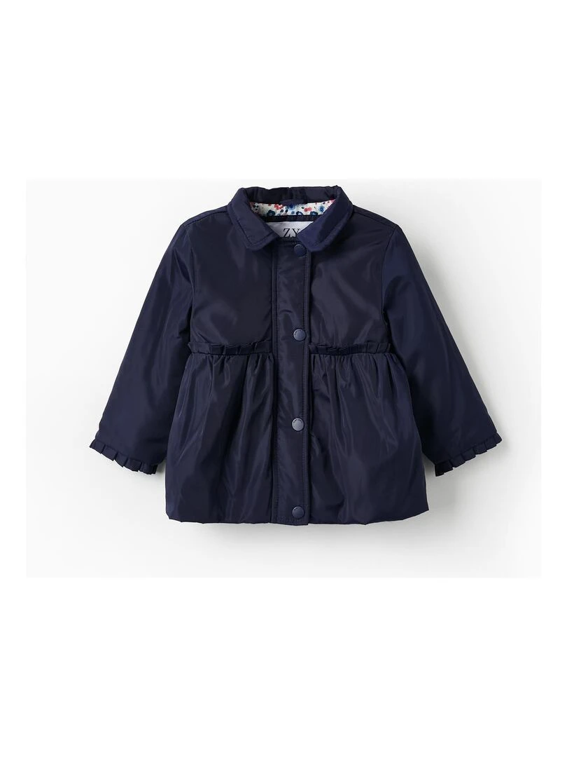 Parka avec Capuche et Volants pour Bébé Fille SPRING BEGINS Bleu foncé
