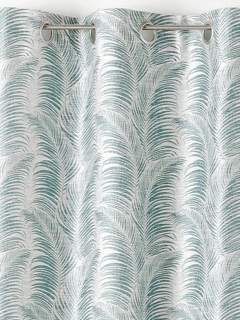 Rideau à oeillets aux motifs palmes Bleu
