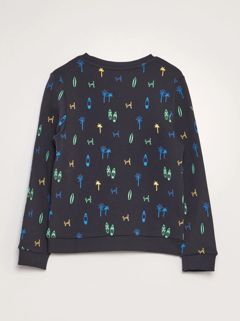 Sweat imprimé en french terry Noir marine