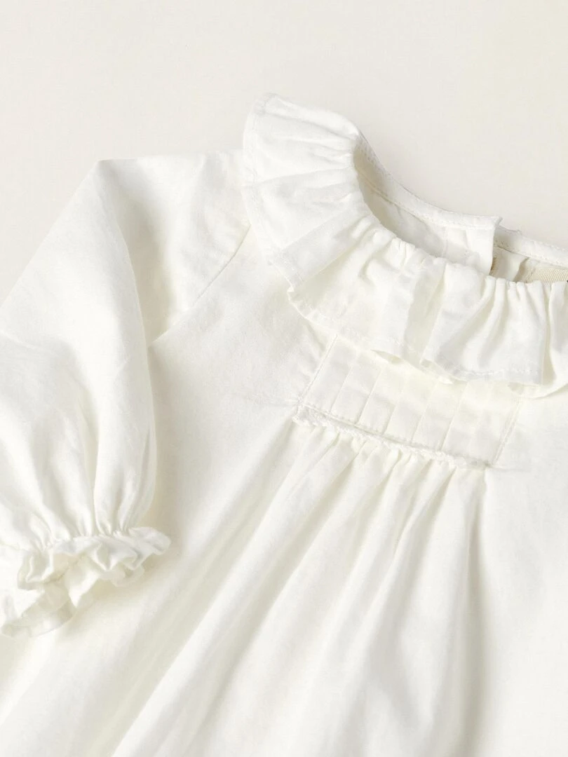 Body Blouse en coton pour nouveau né 'B&S' manches longues ATLANTIC COMPANY   Blanc