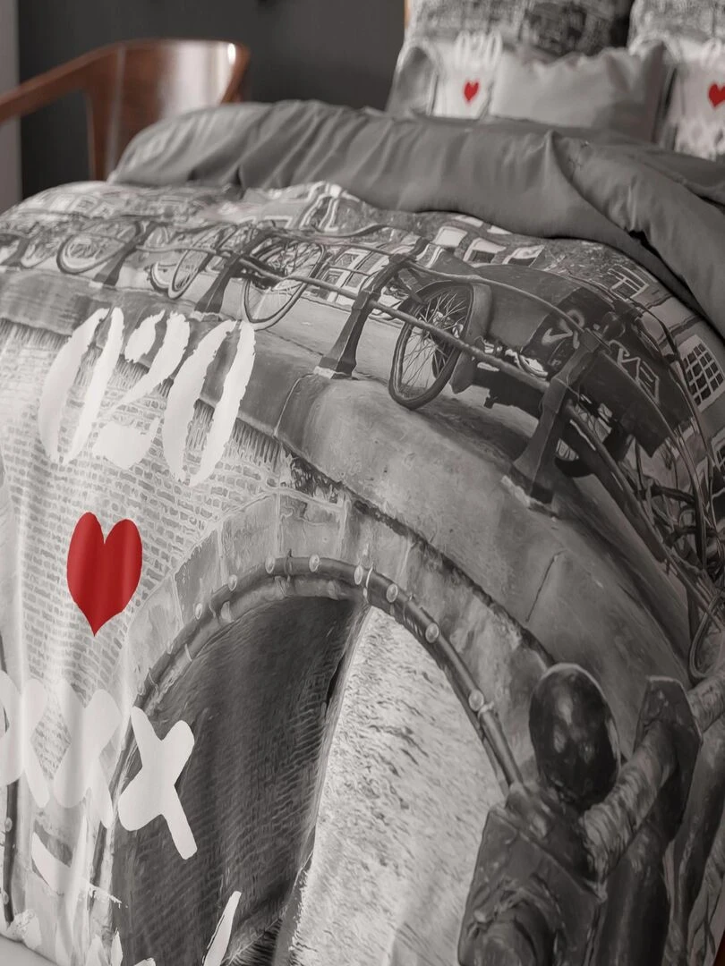 Parure de Lit Coton Pont d'Amsterdam   Gris