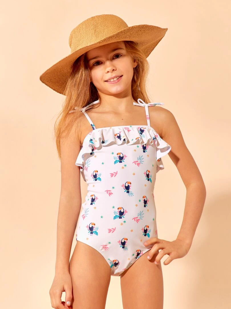 Maillot de bain avec nœuds 1 pièce Blanc