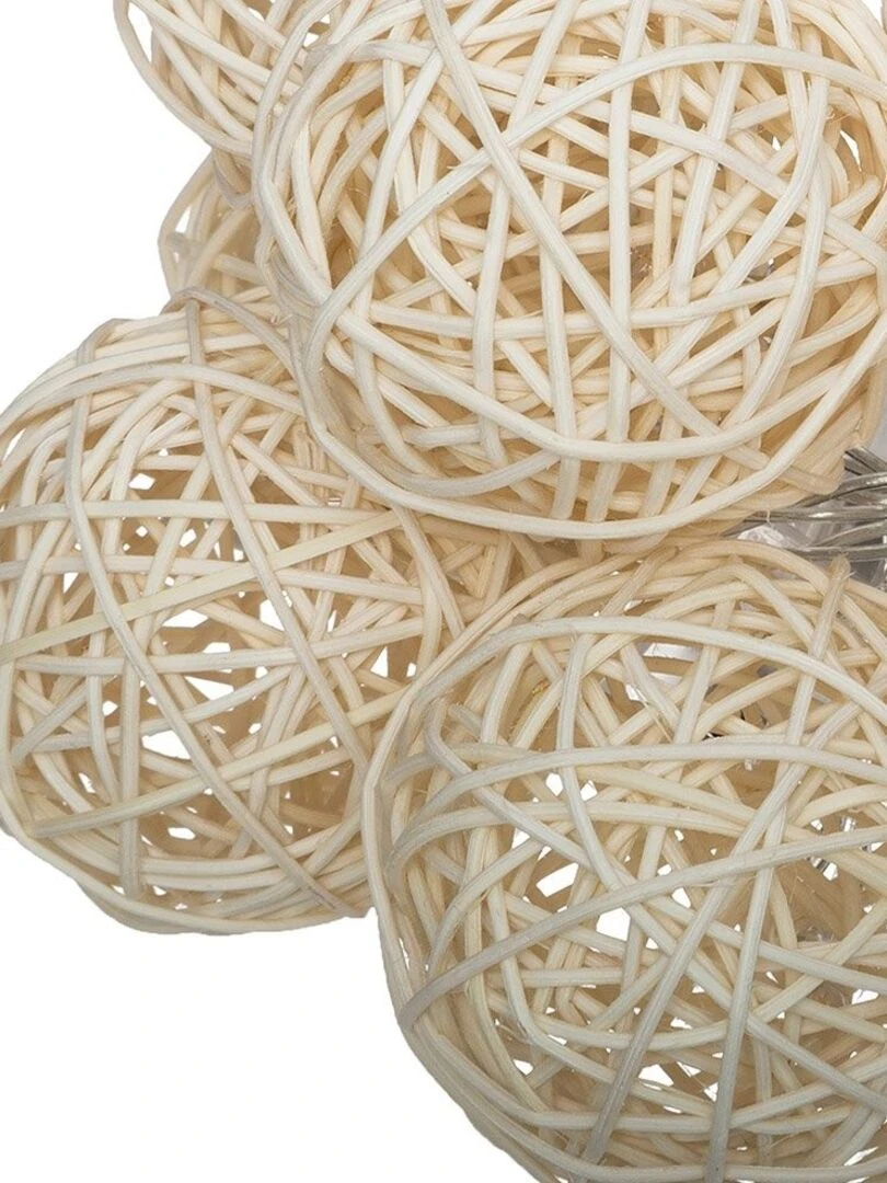 Guirlande lumineuse 10 boules LED en rotin Beige