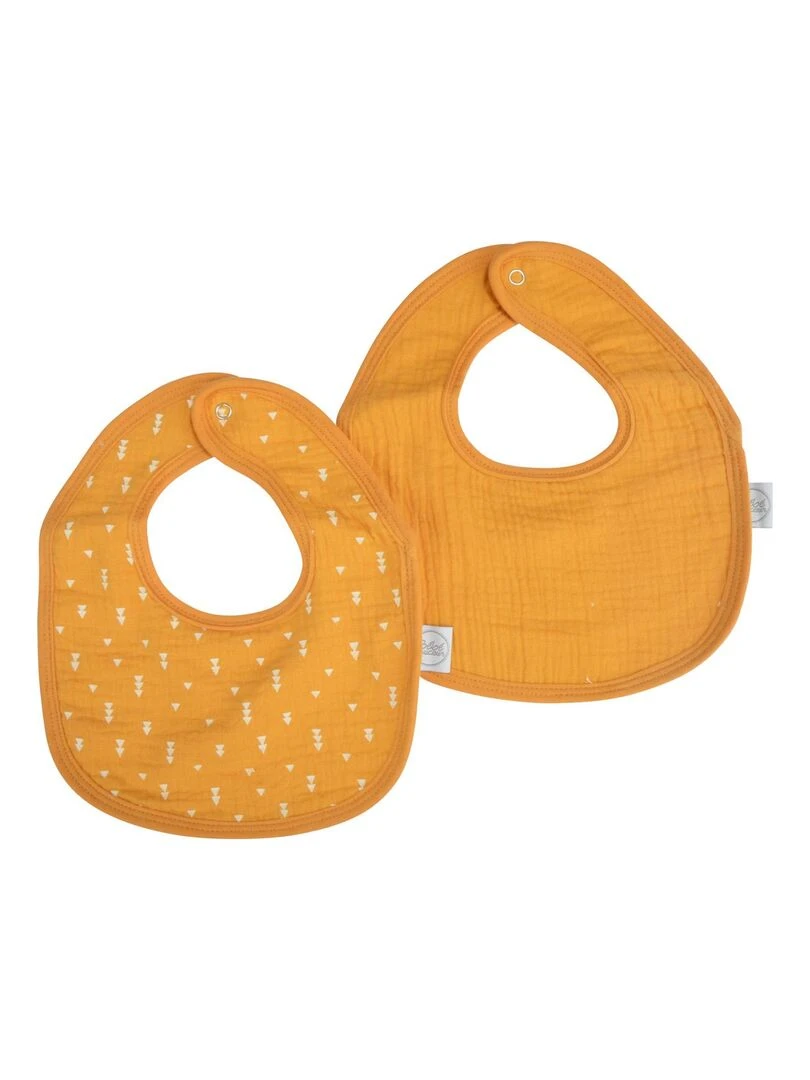 Lot de deux Bavoirs bebe en gaze de coton Jaune