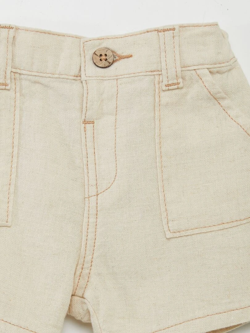 Short en lin mélangé Blanc