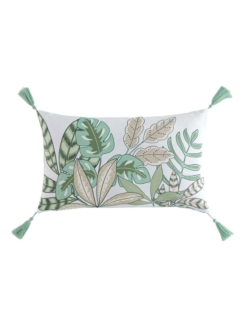 Coussin déhoussable pompons 30x50 cm Beautiline Vert