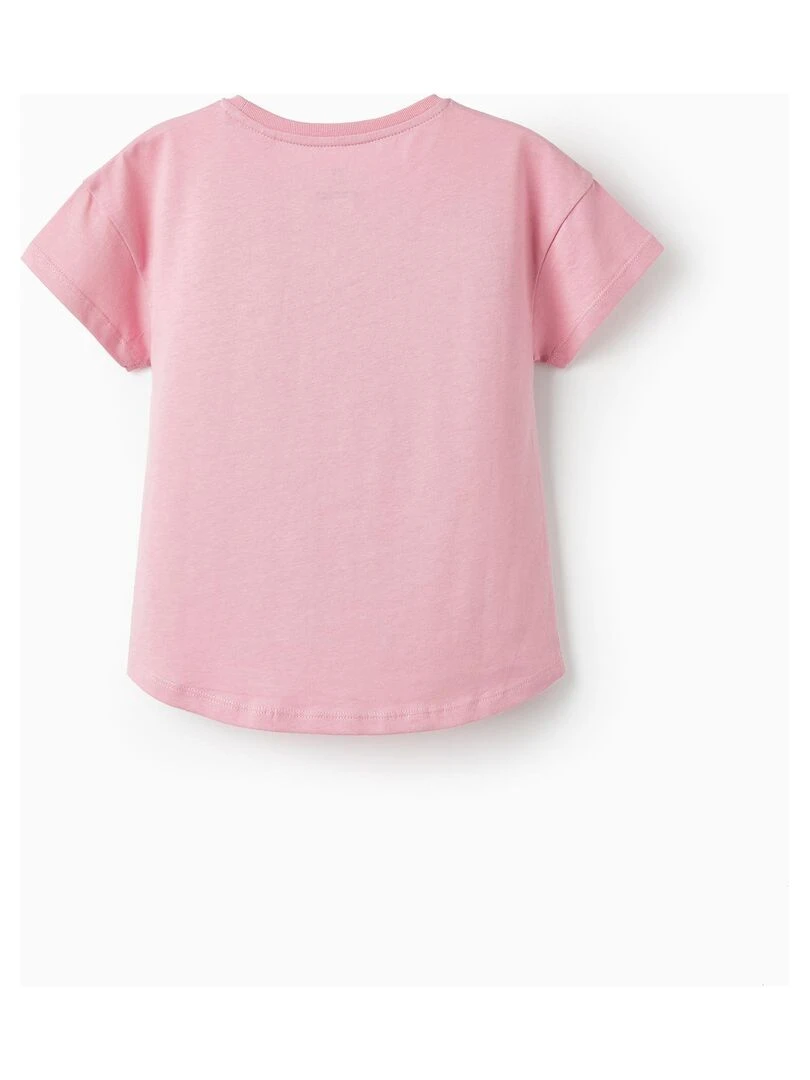 T shirt en coton pour fille 'Happy Every Moment' manches courtes THE WAVE TRIBE Rose clair