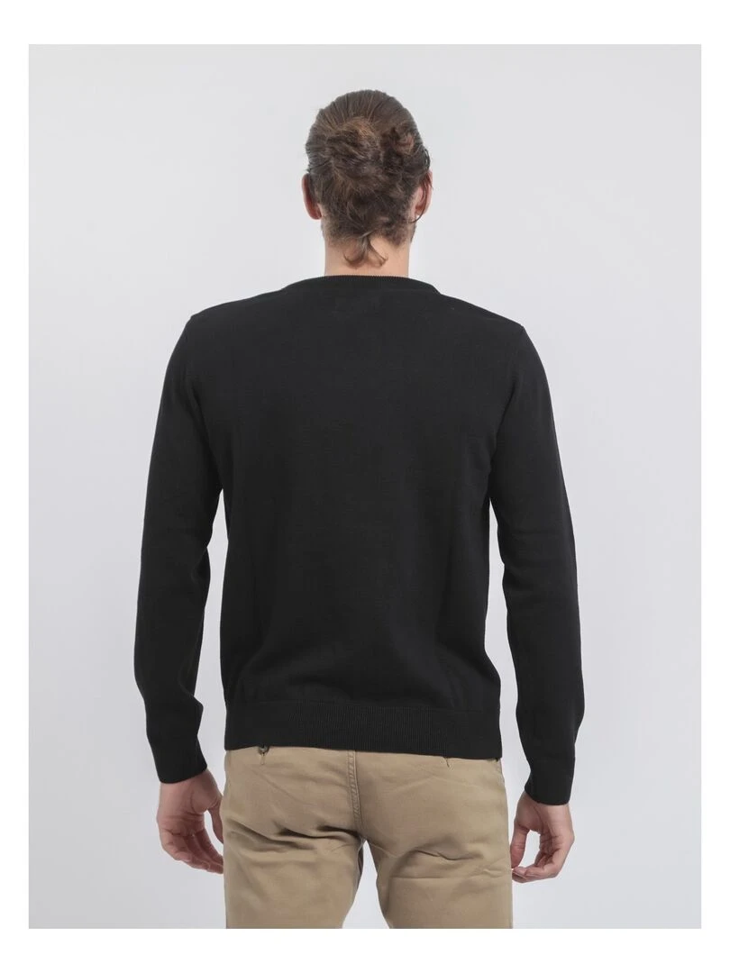 Pull col rond pur coton LADARKO Noir