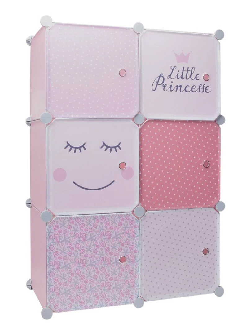 Rangement enfant armoire modulable 6 cubes fille   Rose
