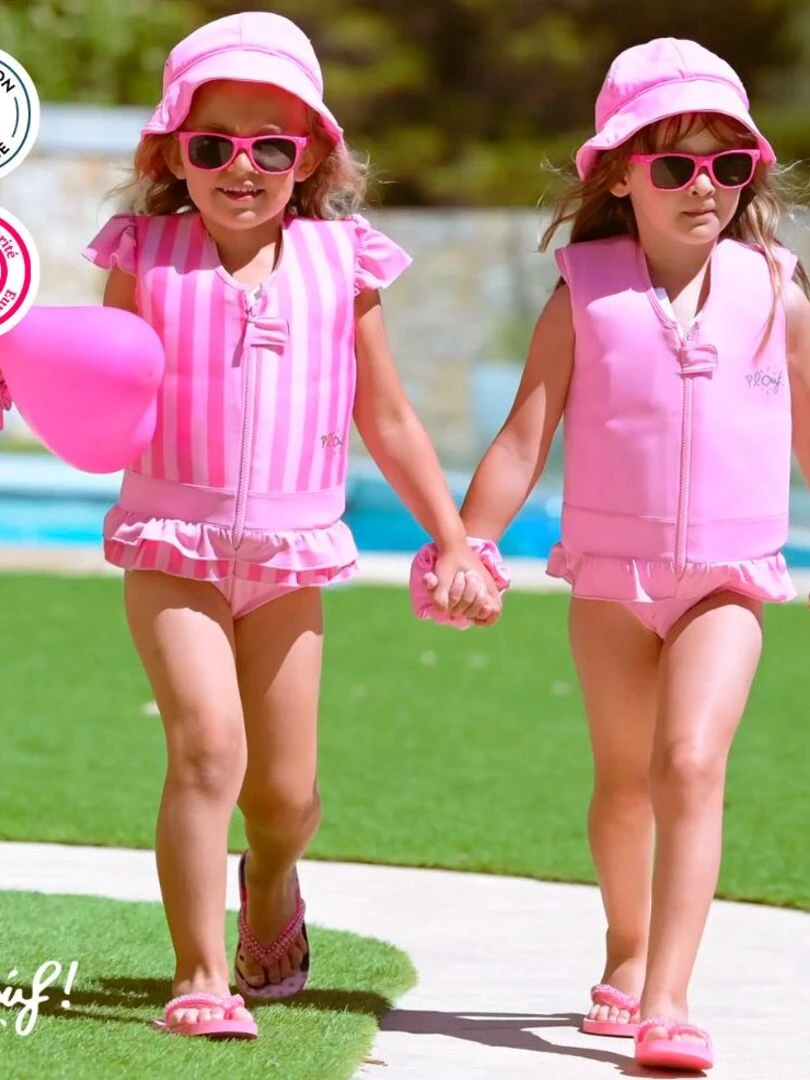 Maillot de Bain Jeanne Enfant avec Flotteurs   Accessoire de Natation Fille   Rose
