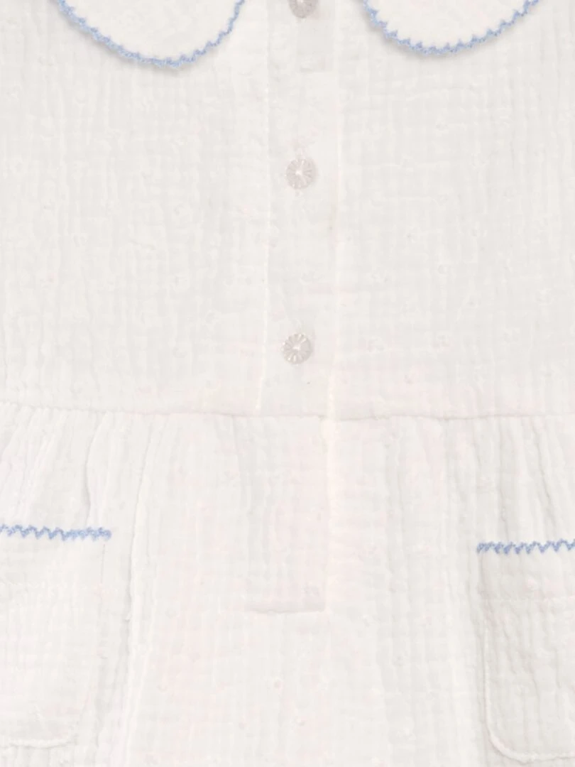 Robe en gaze de coton avec plumetis   blanc