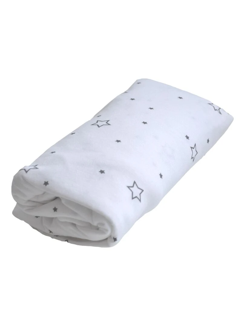 Drap housse tout en 1 imprimé étoiles Gris clair