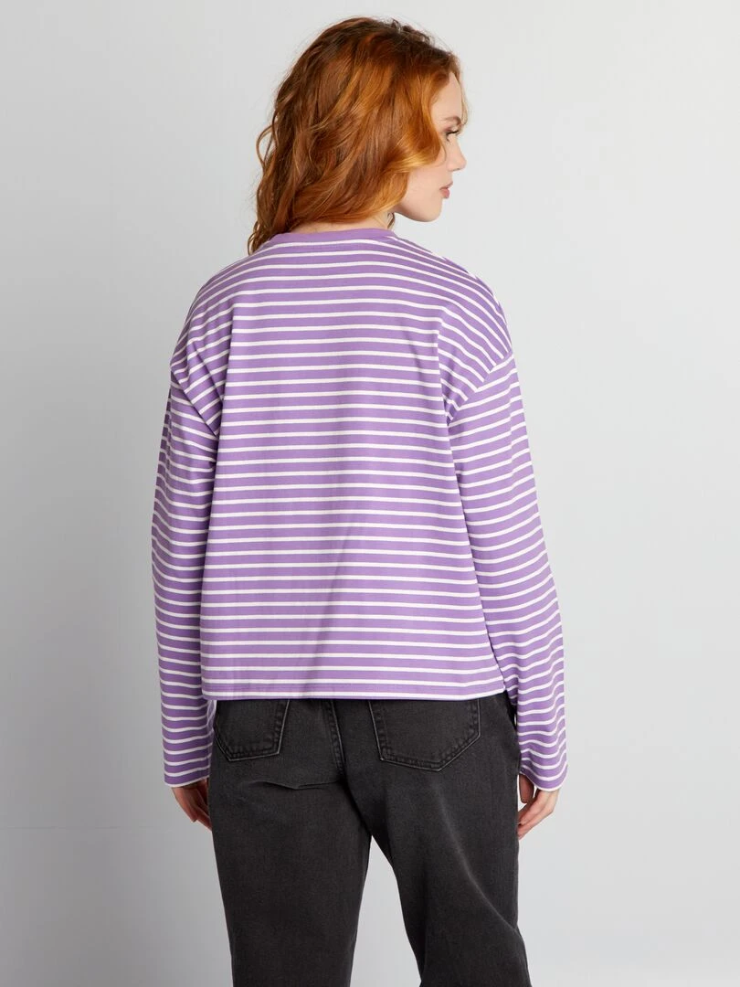T shirt marinière en jersey   VIOLET