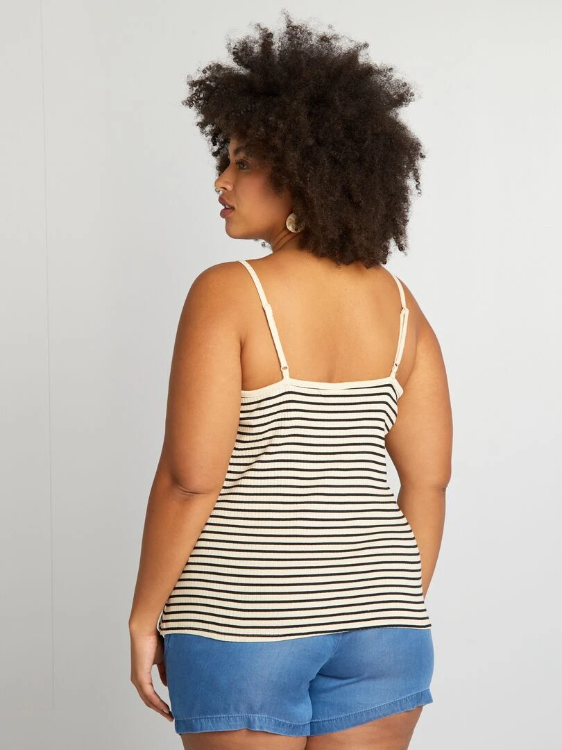 Débardeur côtelé rayé   Beige
