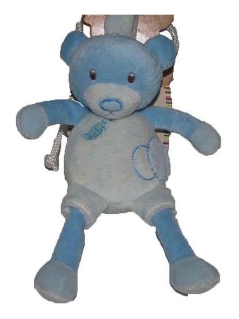 doudou Babynat Ours Bleu Hochet Bleu