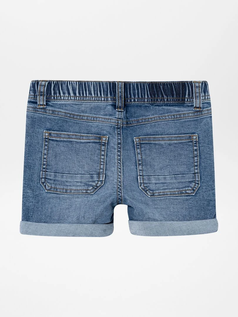 Short en jean à taille élastiquée   Bleu