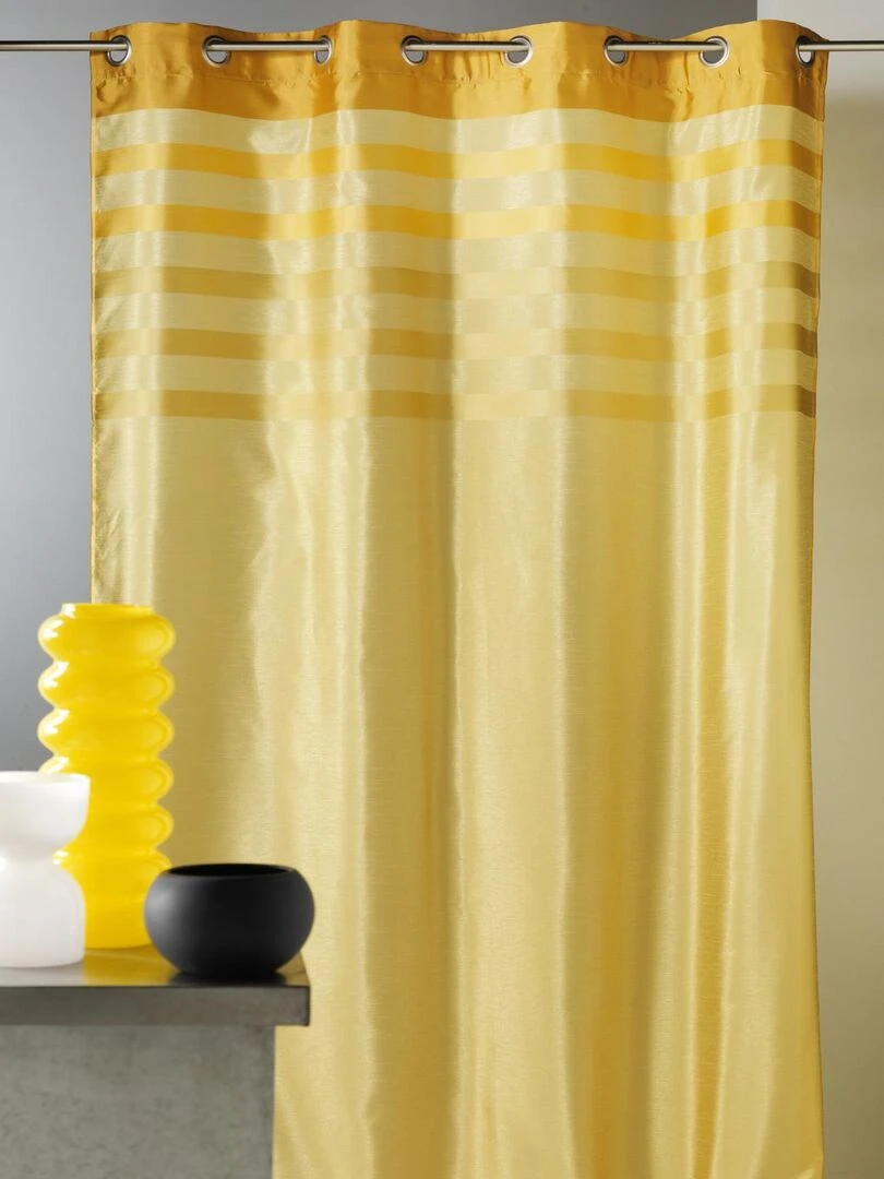 Rideau en shantung coloré avec parement ton sur ton Jaune
