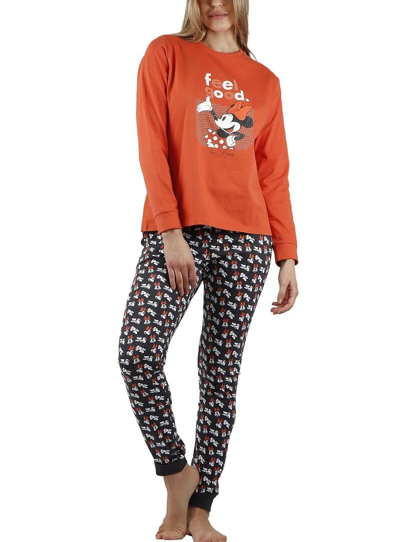 Pyjama tenue pantalon top manches longues Minnie Legend Disney Orange