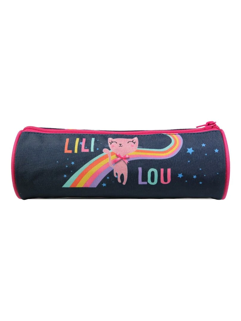 BAGTROTTER Trousse scolaire ronde Lili Lou Bleue Arc en ciel   Bleu
