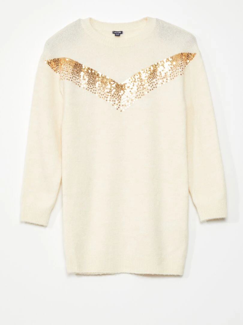 Robe en maille avec sequins Blanc