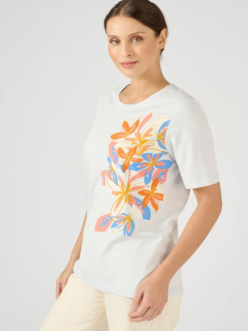 Tee shirt imprimé coton biologique   Damart   Bleu