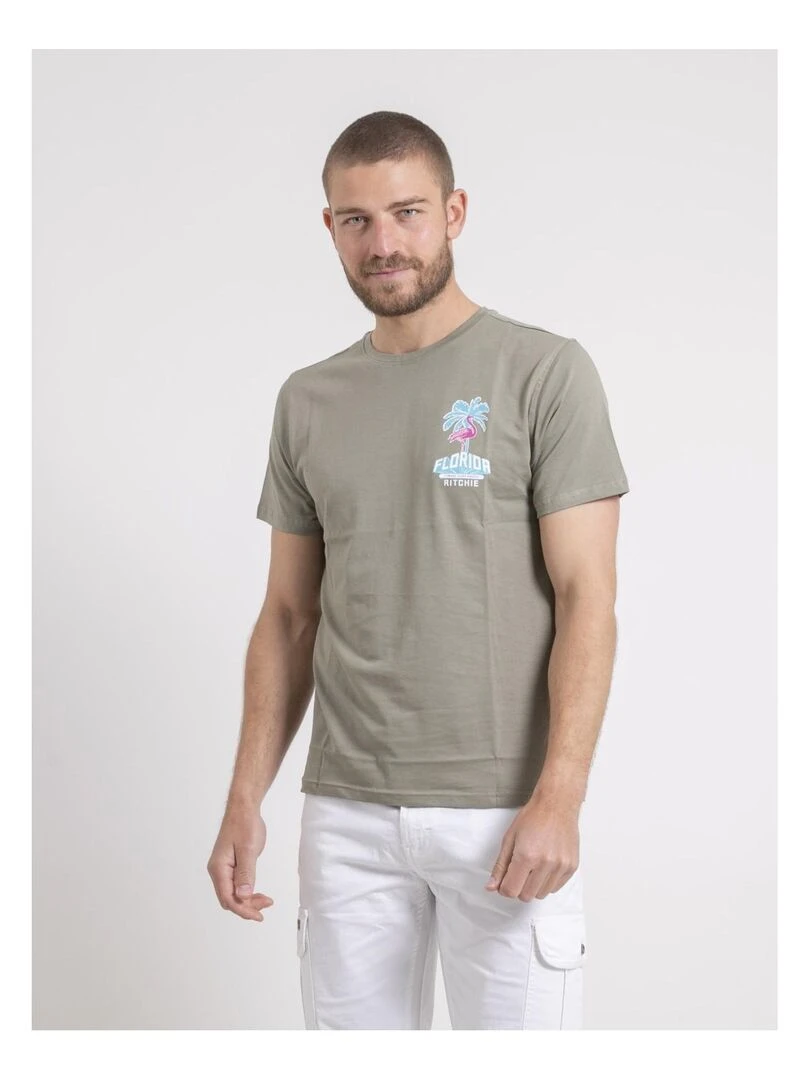 T shirt col rond pur coton NARUBA Kaki