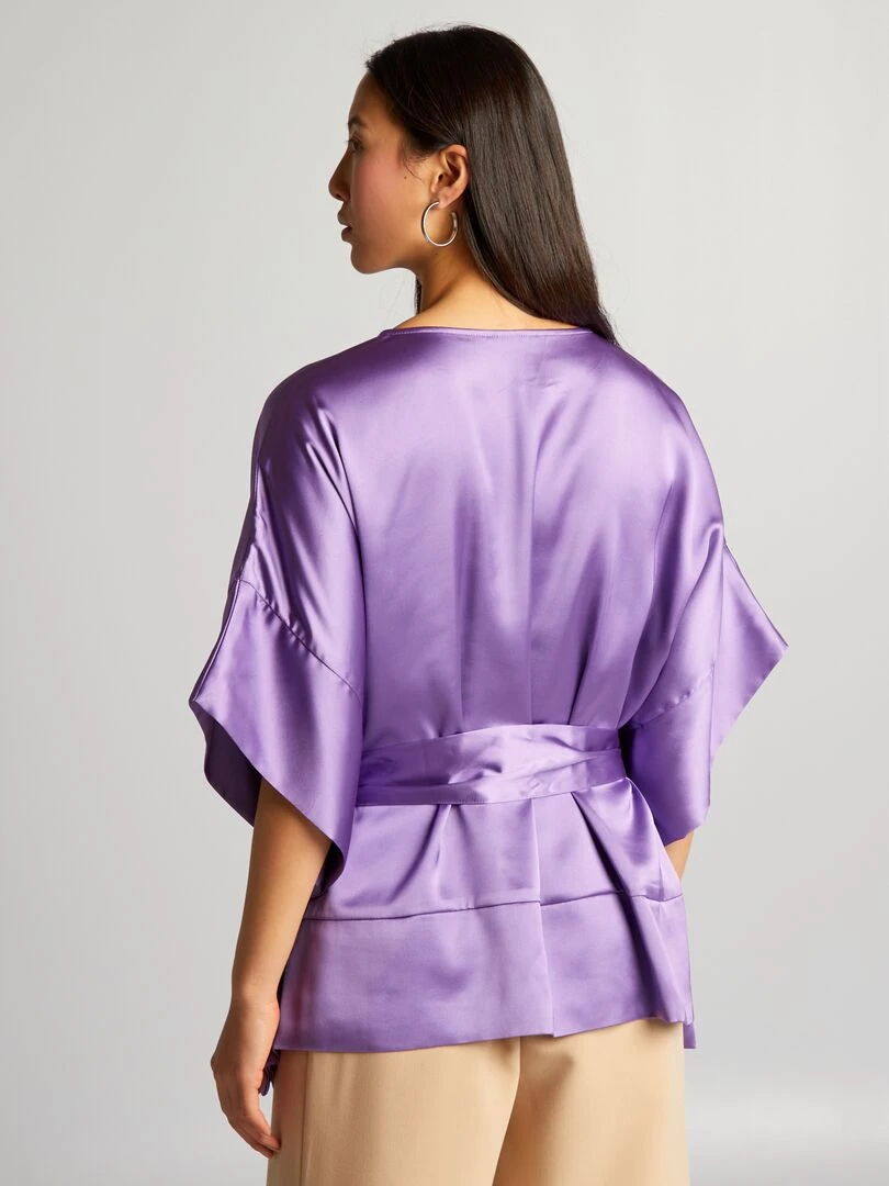 Blouse sans manches unie et satinée   Violet