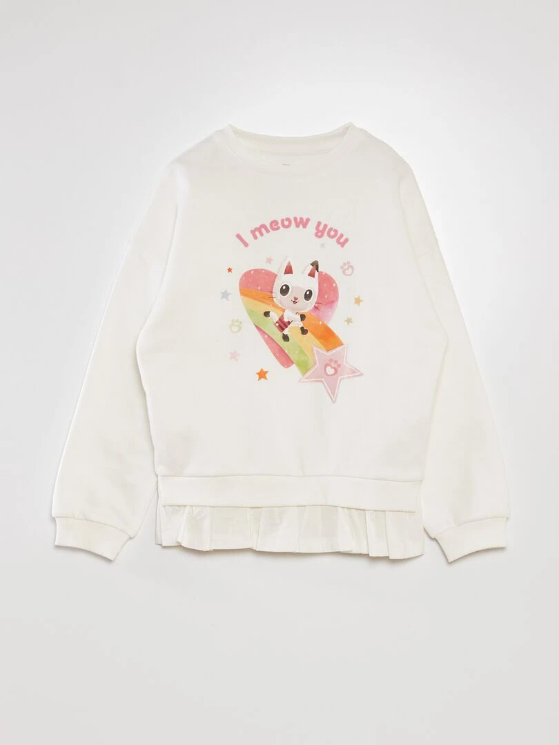 Sweat imprimé avec effet 2 en 1 Blanc