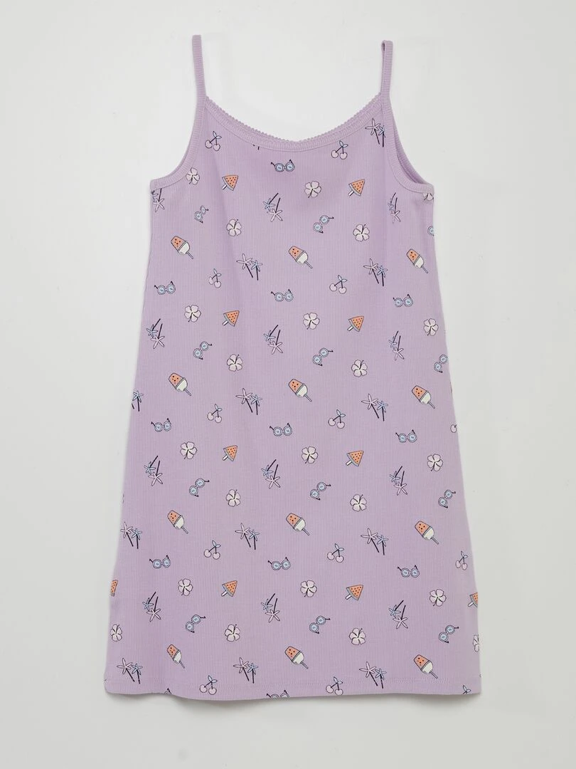 Chemise de nuit imprimée à bretelles Blanc