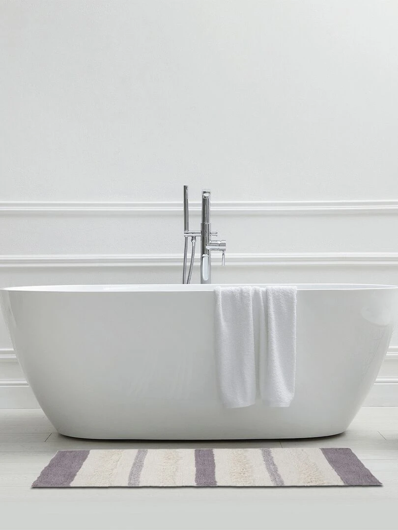 Guy Levasseur Tapis de bain en coton fantaisie blanc et gris Blanc