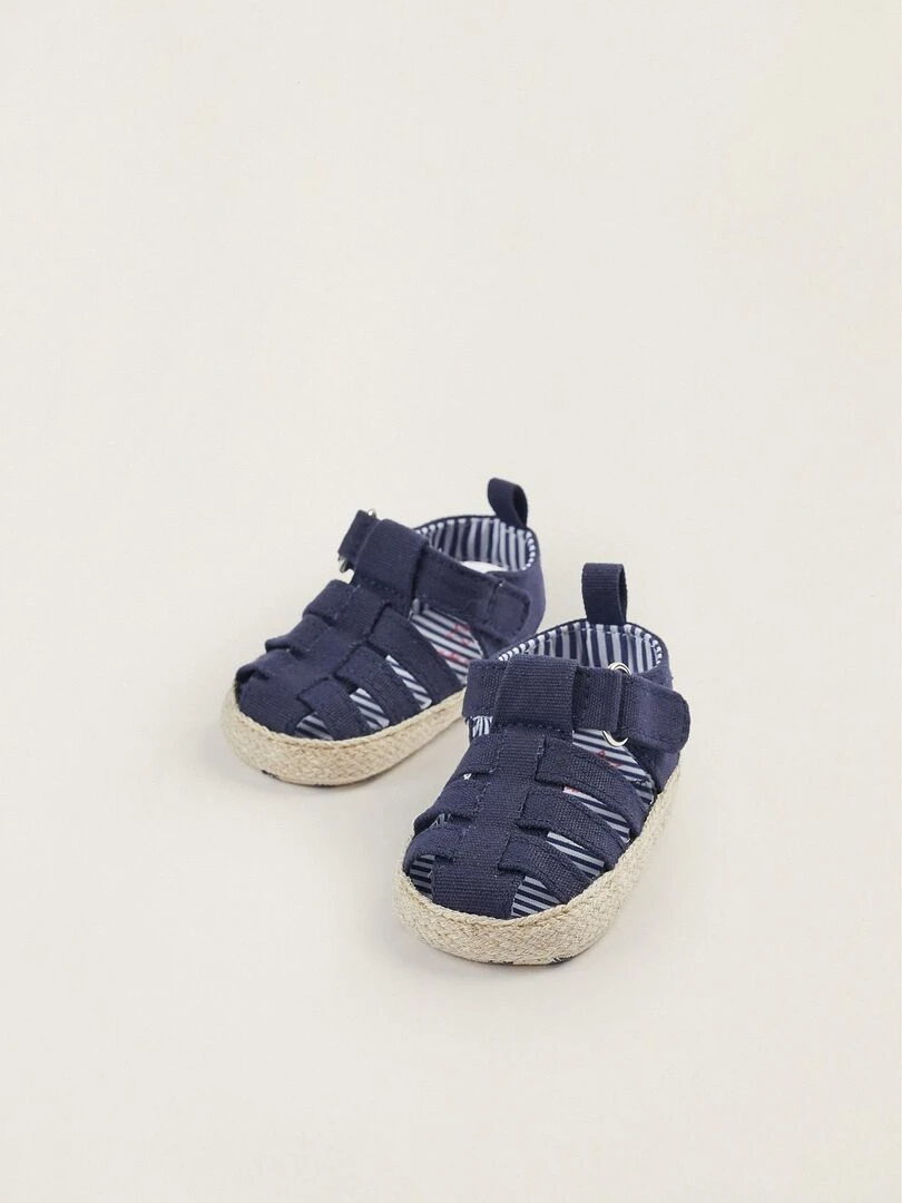 Sandales à lanières en tissu pour nouveau né ATLANTIC COMPANY Bleu foncé
