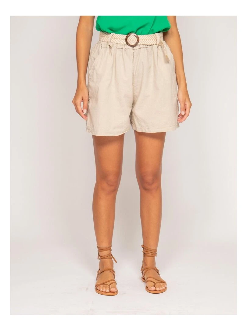 Short en lin XIGN Beige