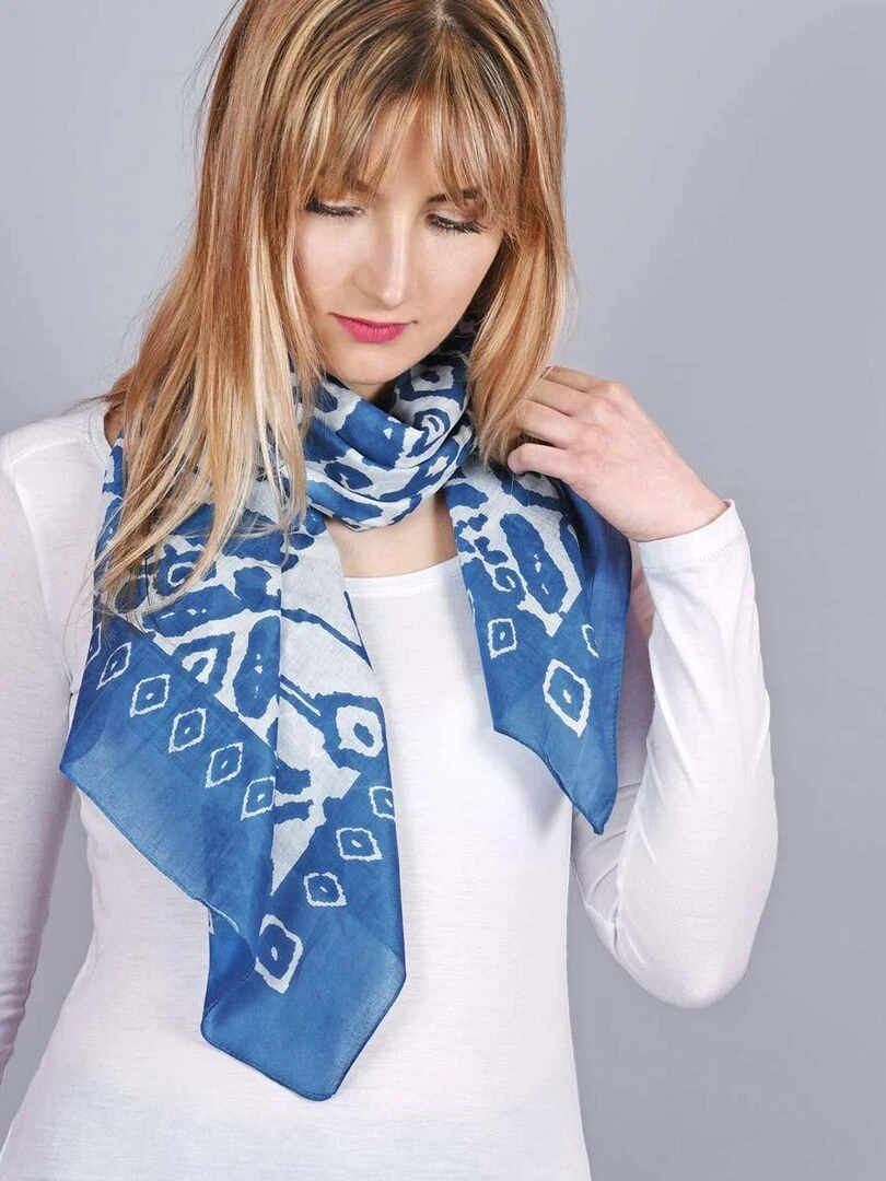 Foulard carré Etika Bleu