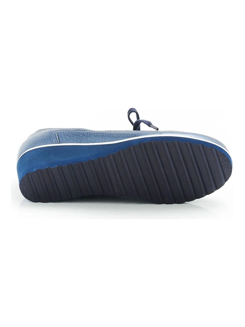 Derbies compensés à lacets dessus cuir cerf Damart Bleu marine
