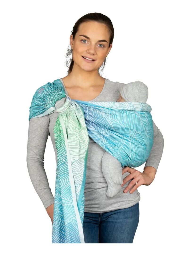 Hoppediz Écharpe de portage Ring Sling (bio) Bleu Vert Blanc