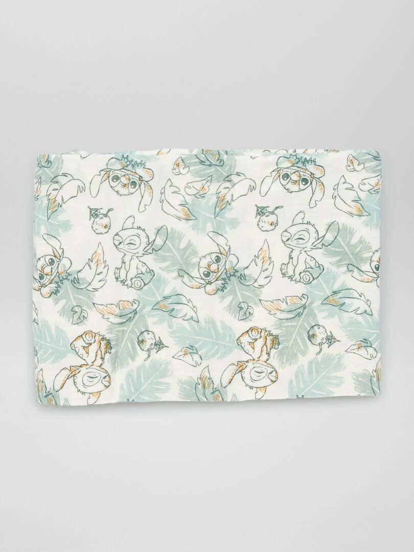 Lot de 2 langes en gaze de coton 'Stitch'   Vert
