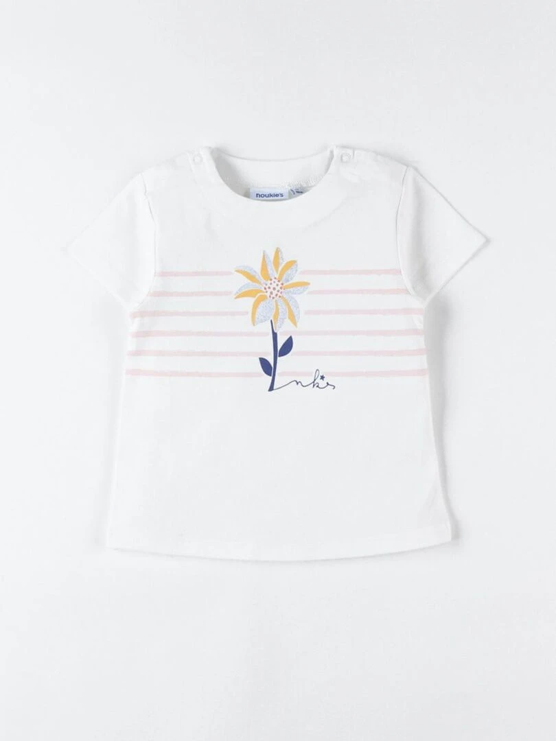 T shirt fleur à courtes manches    Noukie's   Blanc