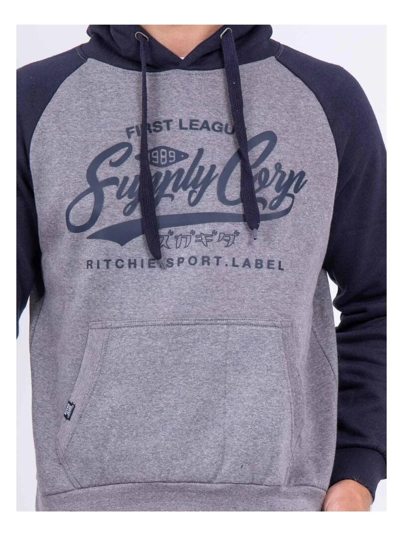 Sweat capuche WANDERLUST   Bleu marine