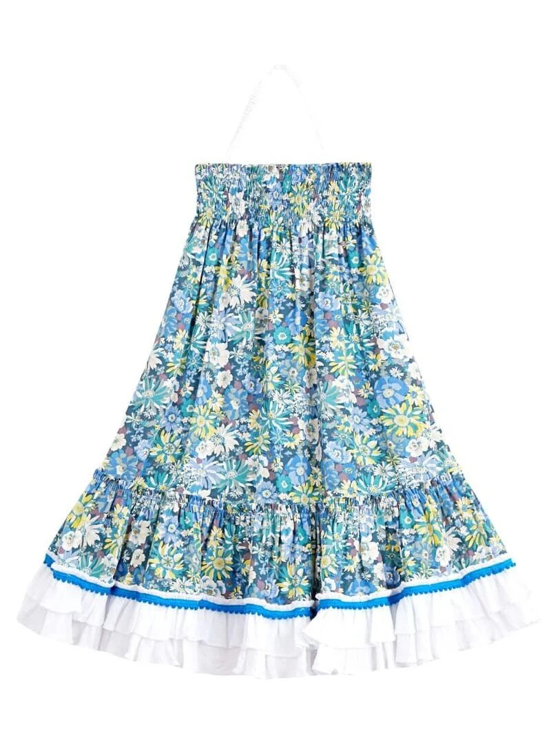 Robe Longue Fleurie e Bohème Fille  2 en 1  ESMERALDA   'LA FAUTE A VOLTAIRE'   Bleu