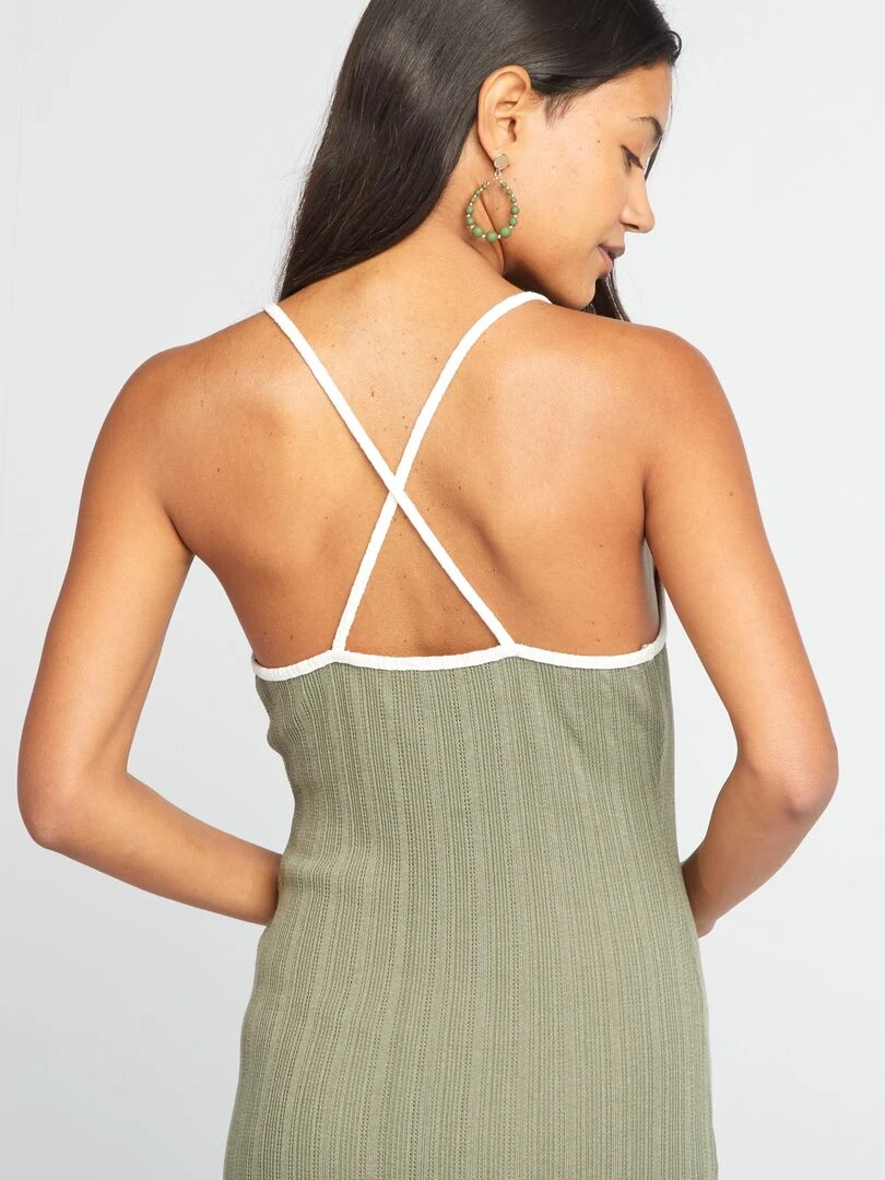 Robe longue fuseau en maille   Kaki