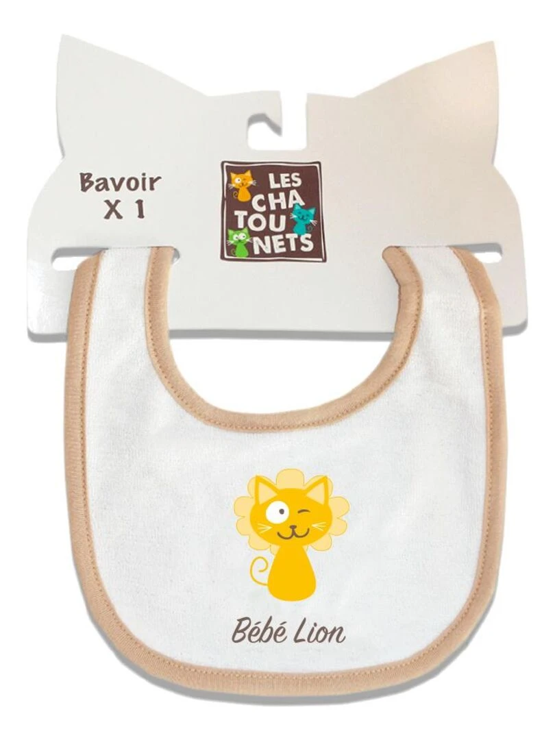 Bavoir Lion LES CHATOUNETS Blanc