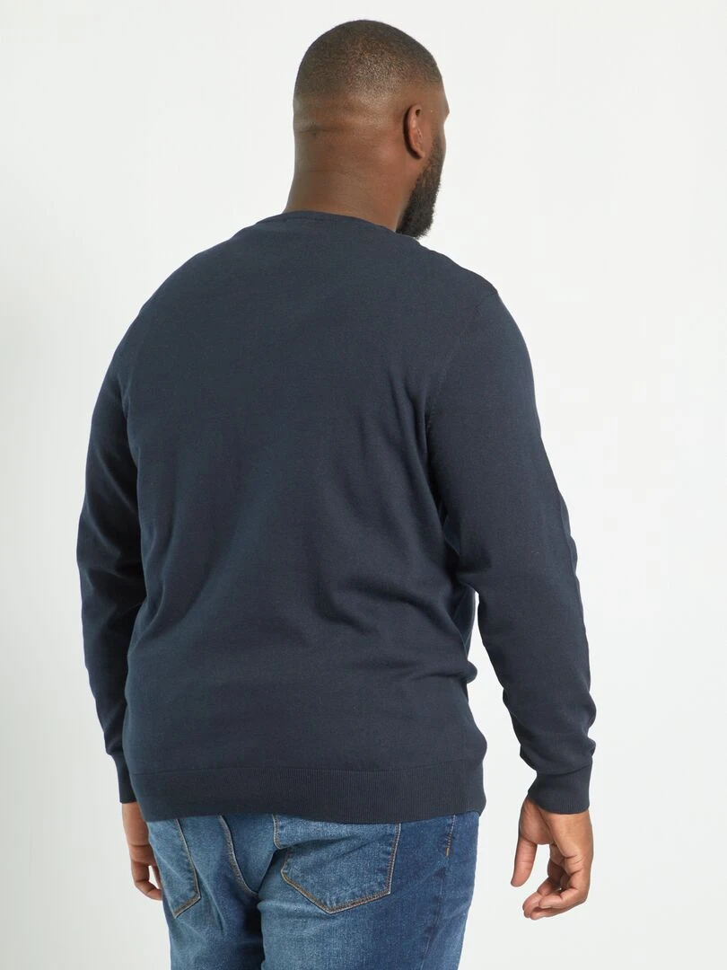 Pull en maille jersey fine jauge   bleu marine
