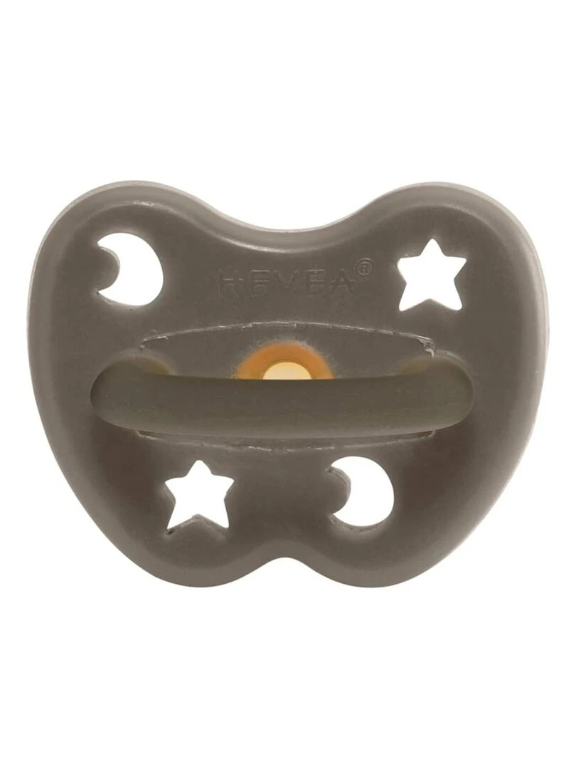 HEVEA Sucette 3 m+ caoutchouc naturel Shitake Grey/orthodontique/étoile & lun Gris