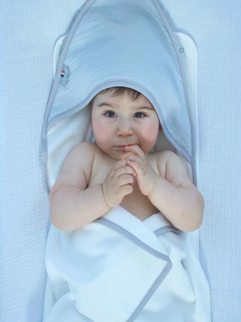Cape de bain en gaze de coton Jeanne Gris